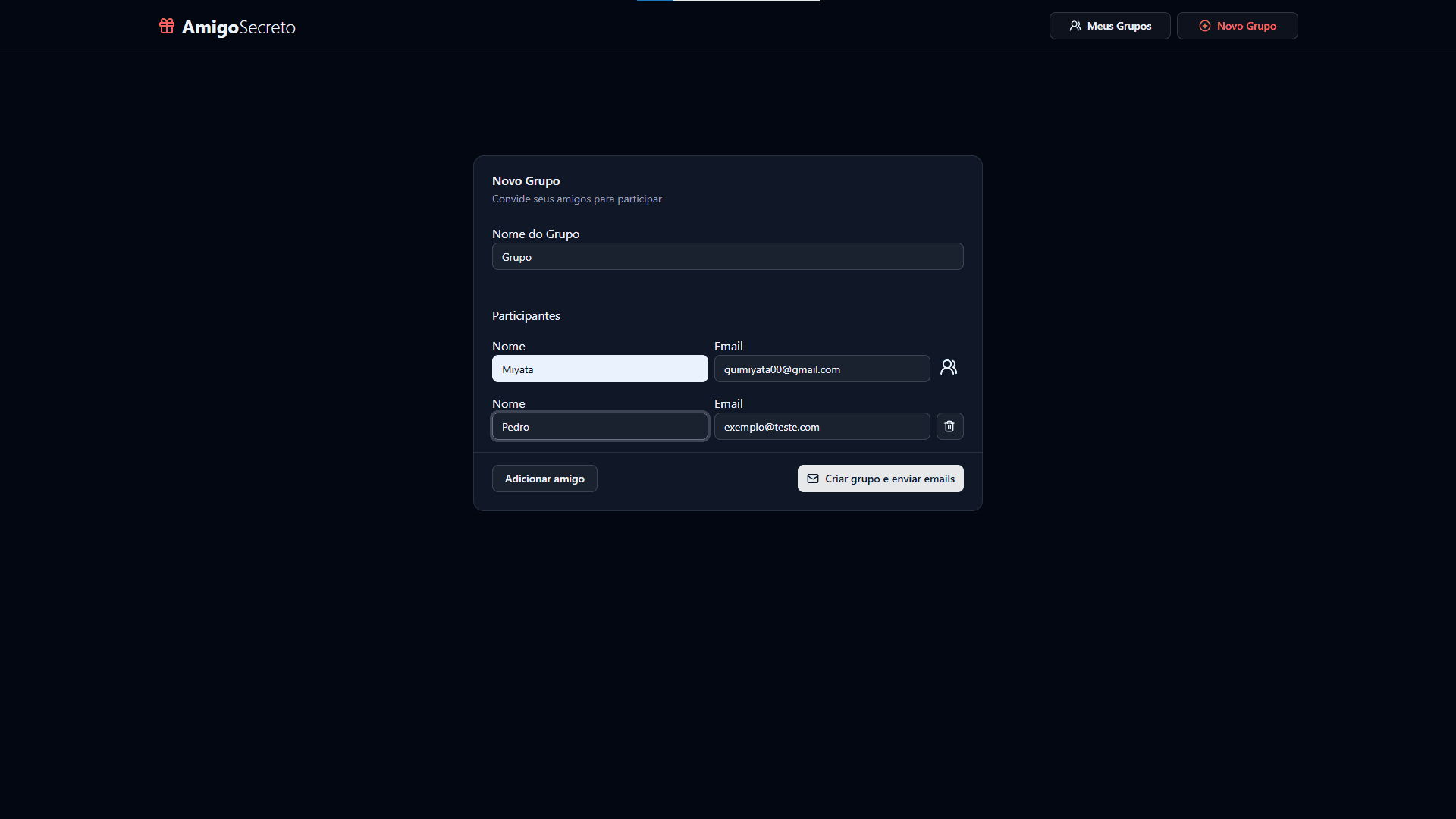 Criar Novo Grupo project image