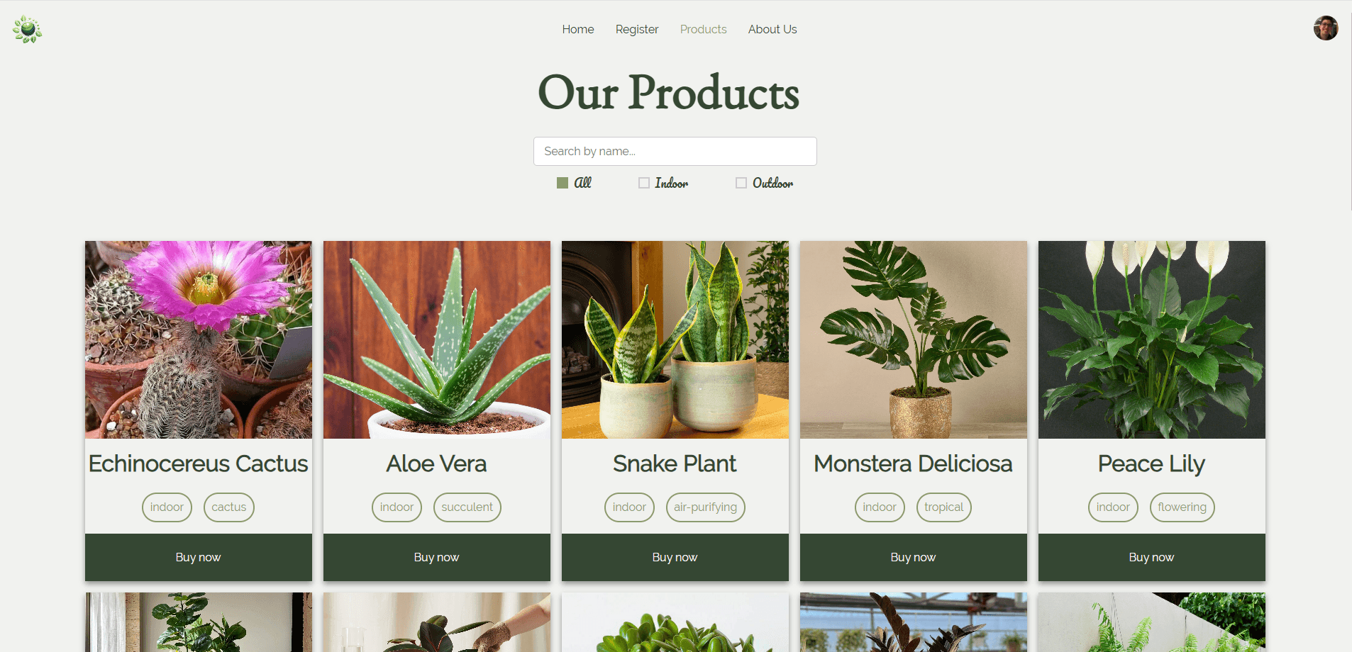 Products Page project image